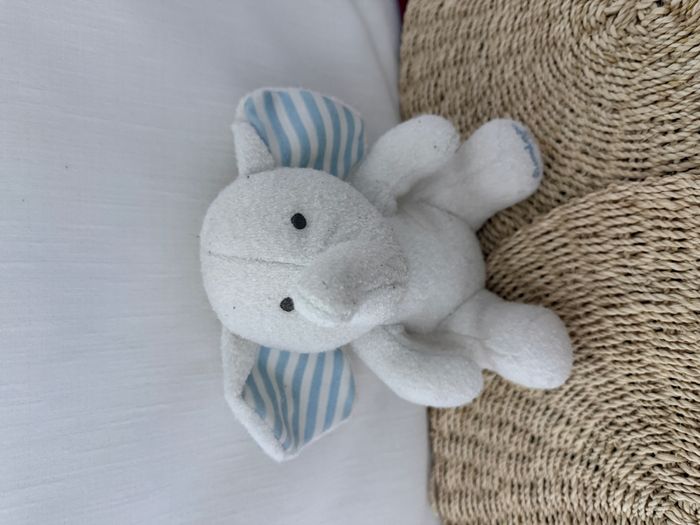 DOUDOU PELUCHE LUMINOU JEMINI ELEPHANT BLANC BLEU - photo numéro 3
