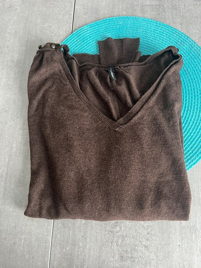 Jolie Pull Fin Marron naf naf taille L - photo numéro 6