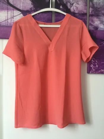 Blouse fluide d’été manches courtes corail T38