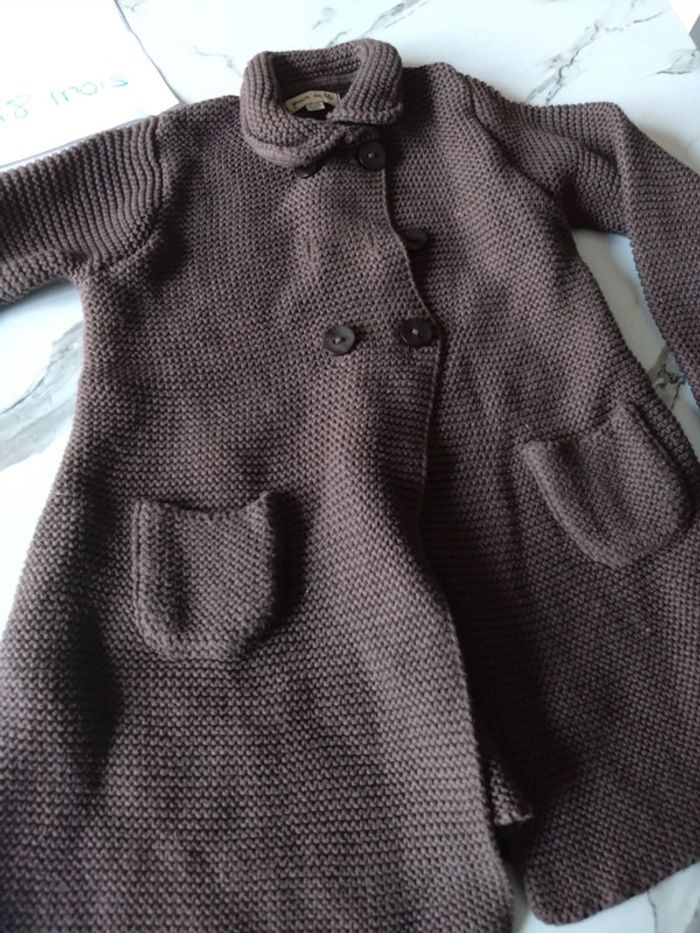 Gilet épais marron hiver long et épais bébé 18 mois - photo numéro 2