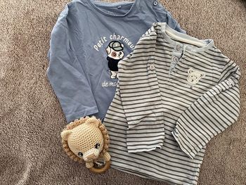 Duo tee shirt manches longues bleu