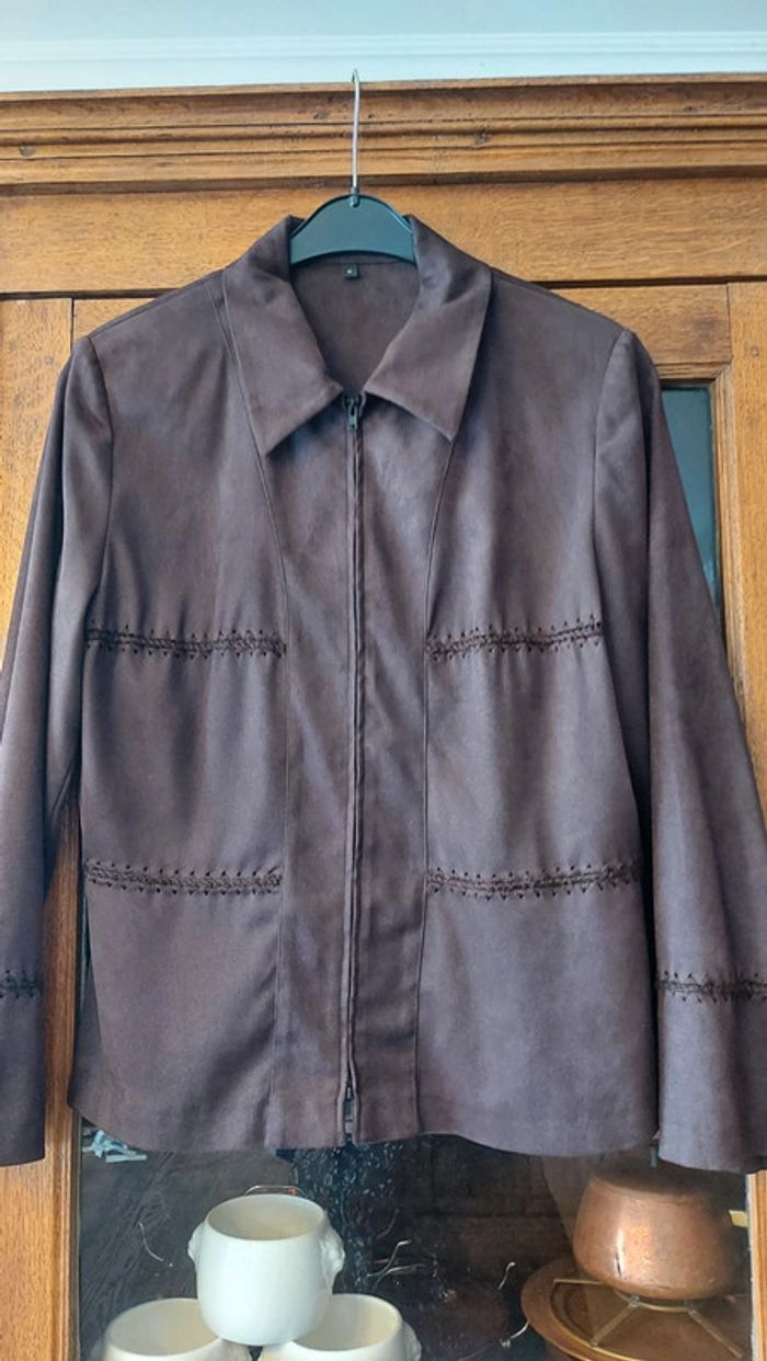 Veste  Marron effet daim Duo t 40 - photo numéro 5
