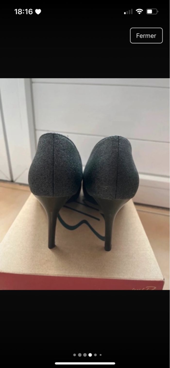 Escarpins noir à paillettes taille 38 neuf de chez Chaussea - photo numéro 4