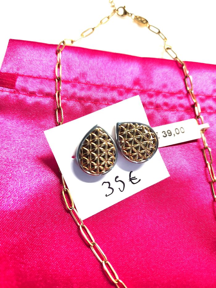 Parure collier pendentif boucles magnétiques fleur de vie - photo numéro 5