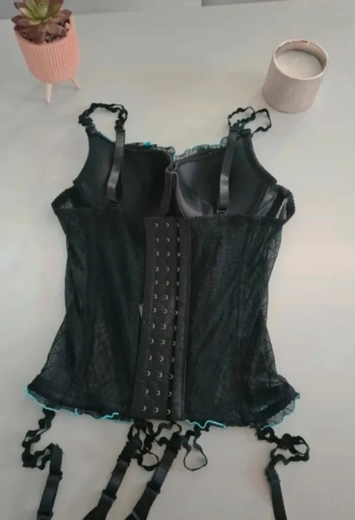 Guêpière sexy Soleil Sucré - Taille 90B - Détails turquoise - photo numéro 2