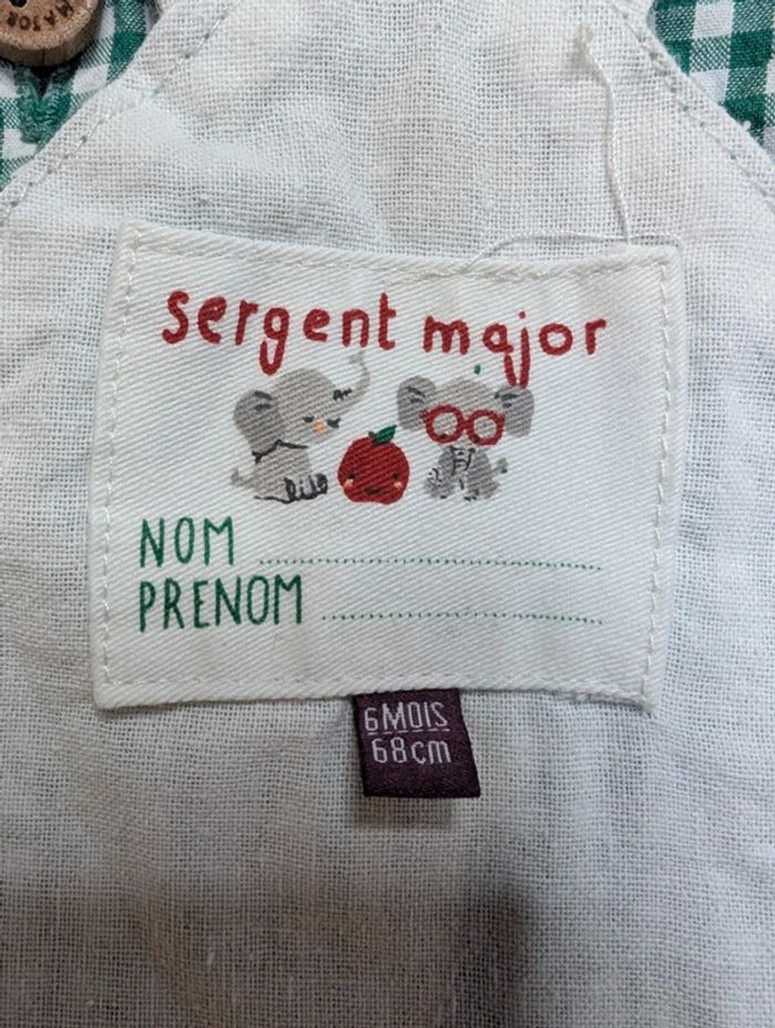Combinaison courte Sergent Major 6 mois – carreaux vert – très bon état - photo numéro 3