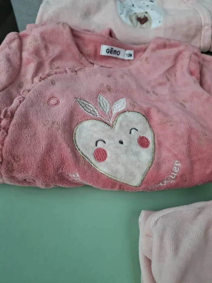 Lot de 5 pyjamas velours 12 mois fille - photo numéro 4