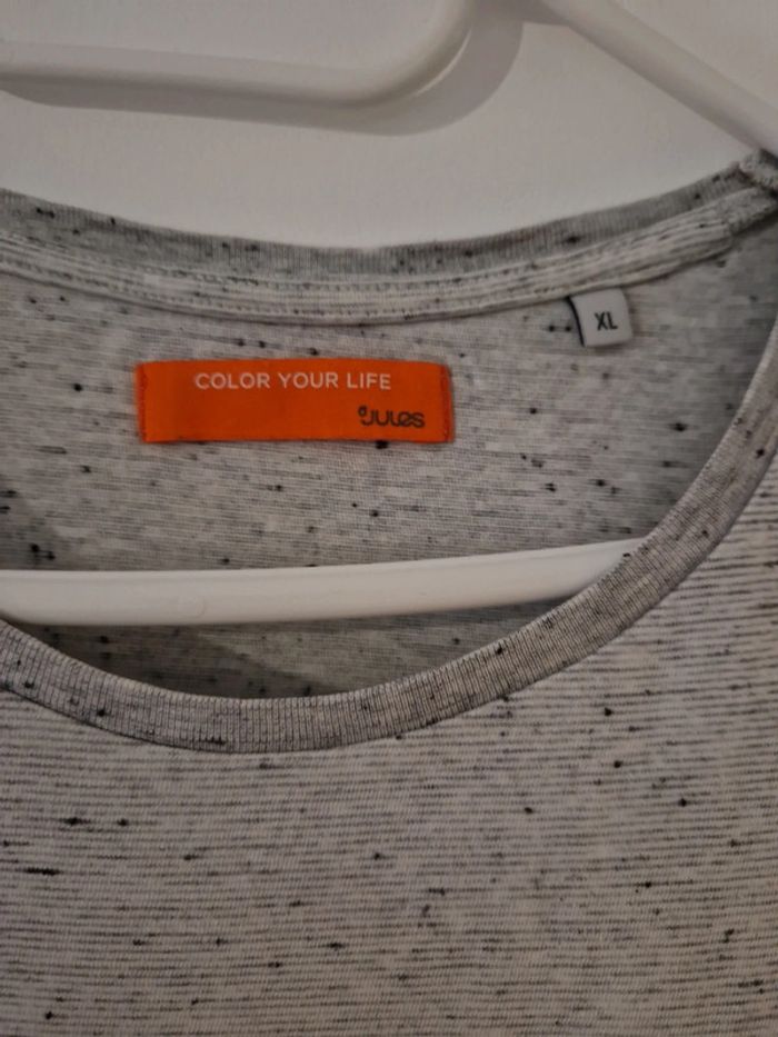 Tee-shirt manche courte homme gris à motifs col rond Taille XL Jules - photo numéro 2