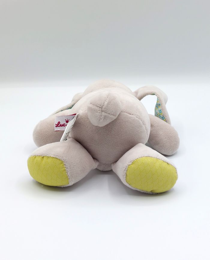 Peluche doudou lapin gris LUC ET LEA vert bleu 20 cm Océan Terre Biotechnologie - photo numéro 3