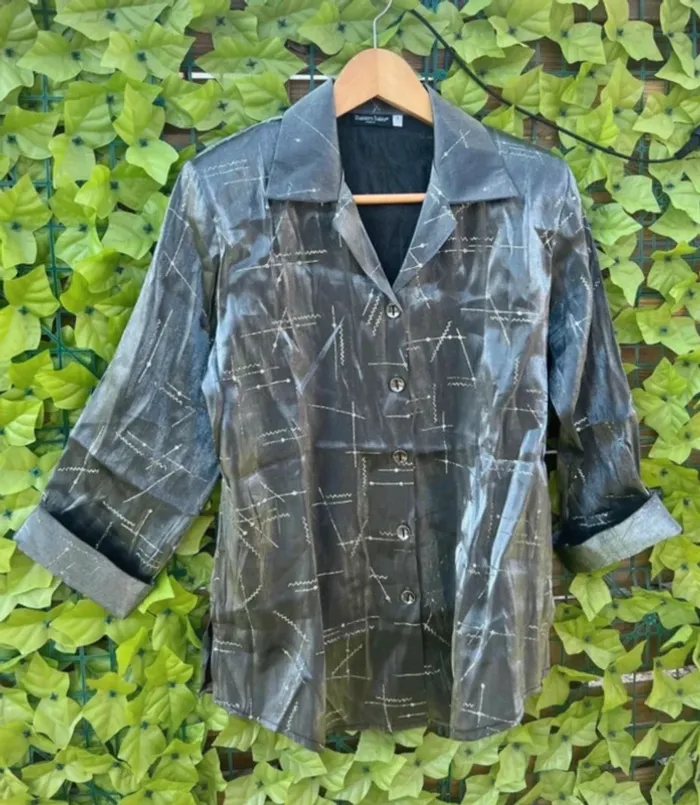 Superbe chemise chic original à paillettes vintage - taille L - neuve - photo numéro 2