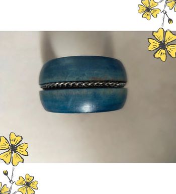 Bracelet large bleu avec chaîne torsadée – style ethnique chic - Collection : Brume Bleue