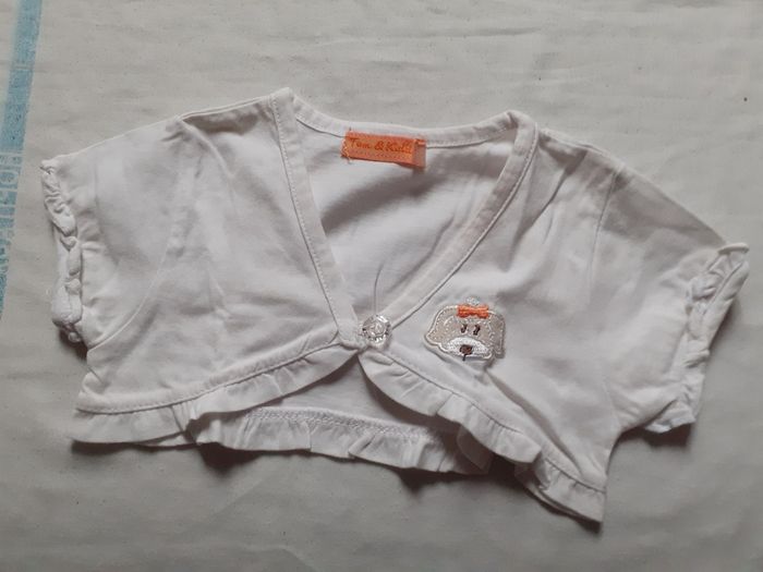 Boléro blanc motif chien