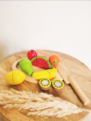 🍐 Dinette planche avec fruits à scratch en bois