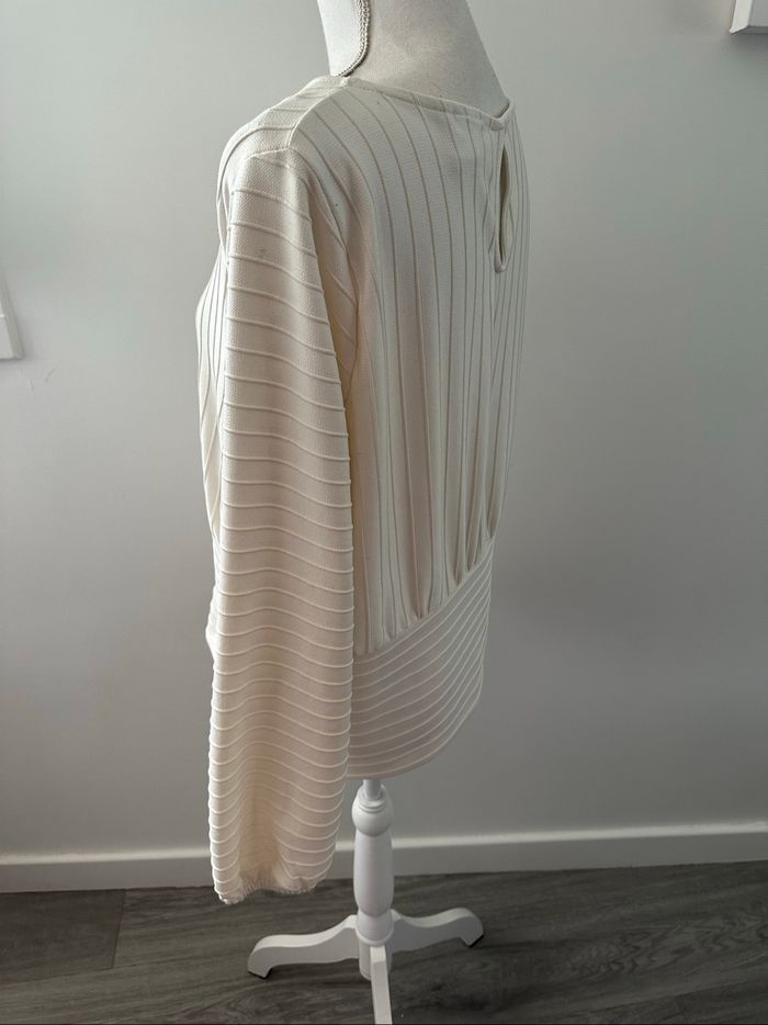 Blouse à rayures blanc crème H&M T40 L - photo numéro 4