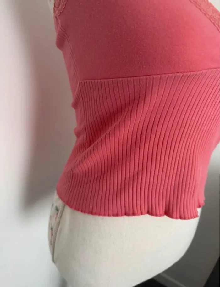 Débardeur top rose corail Pimkie vintage XS ou 34 - photo numéro 4