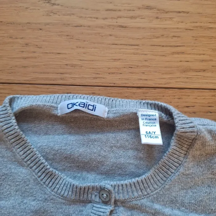 Gilet okaidi gris à volants 6 ans - photo numéro 2