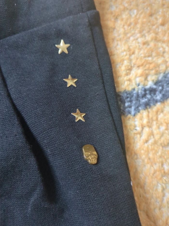 Short 7 ans orchestra noir clouté tête de mort rock n Roll - photo numéro 2