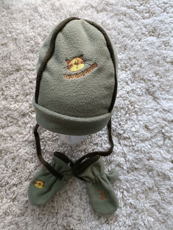 Ensemble bonnet et moufles en polaire, taille 51