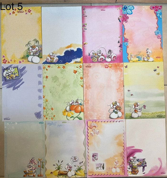 Lot de 54 feuilles Diddl - tous formats - blanches et couleurs - photo numéro 3