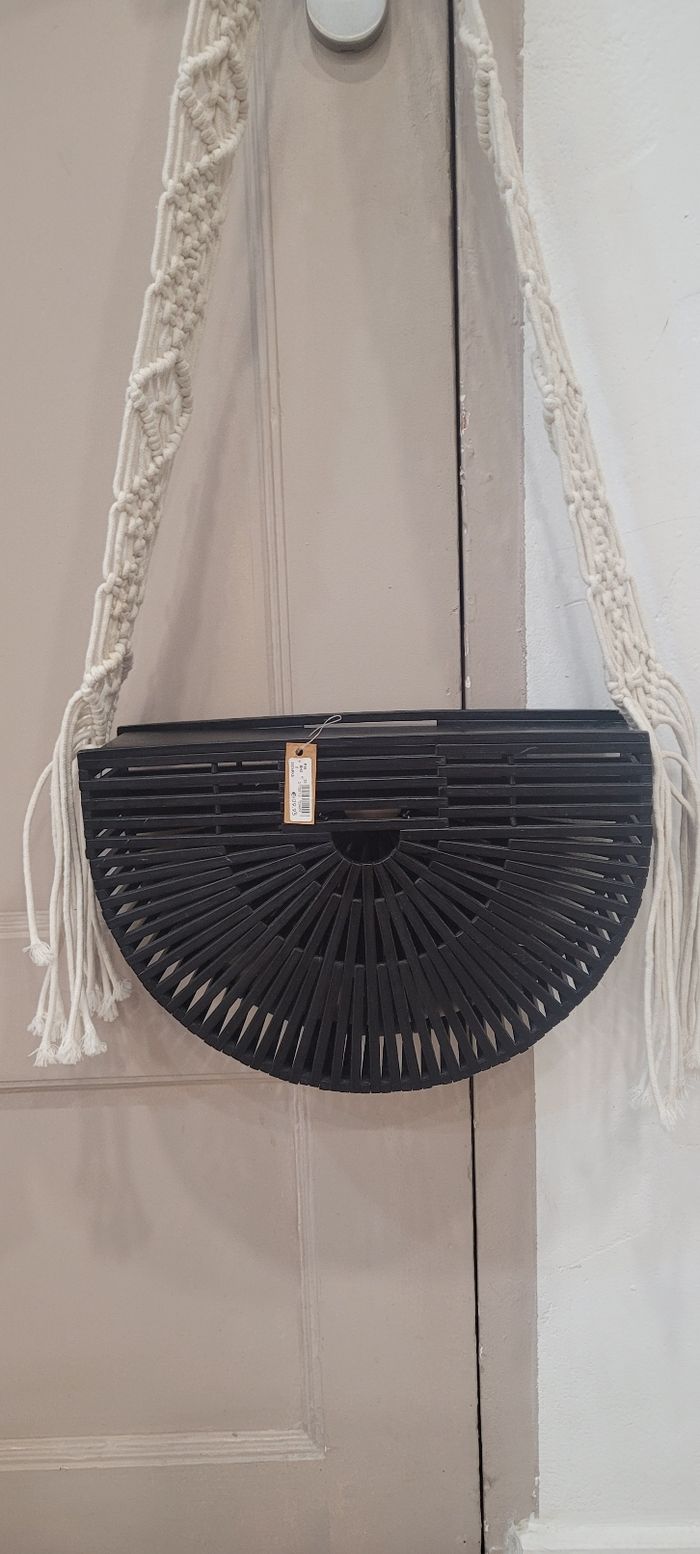 Sac demi lune bambou et macramé Neuf