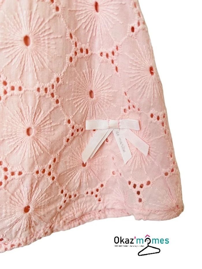 Blouse brodée rose pâle, à manches courtes - Marèse 3 mois (60cm) - photo numéro 3