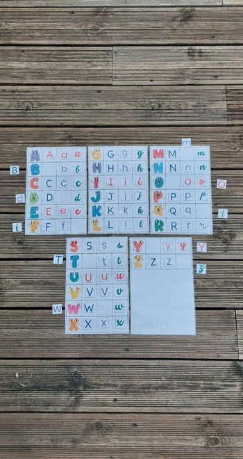 Tableau association lettres alphabet