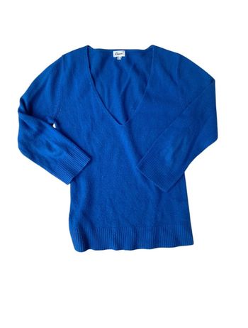 Pull fin bleu décolleté manches 3/4 Etam taille 36 vintage