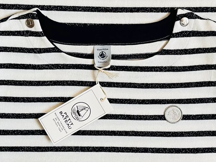 Marinière en jersey smoking argent collection Noël Petit bateau T-12 ans - photo numéro 3