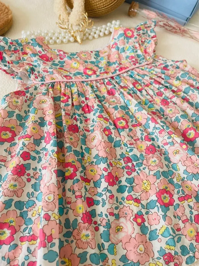 🌸 Blouse enfant Liberty Betsy Rhubarbe – Exclusivité anglaise - photo numéro 2