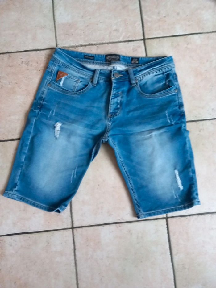 😷bermuda short coton jeans bleu TW30 Deeluxe &Co
