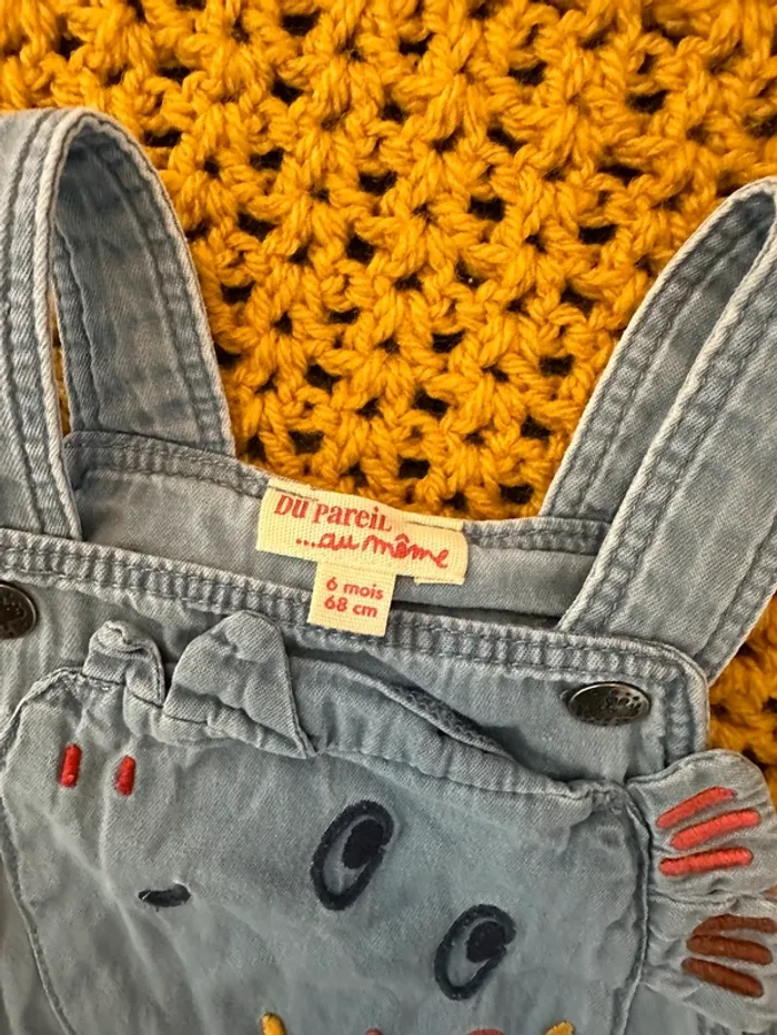 Salopette short jean DPAM 6 mois - photo numéro 2