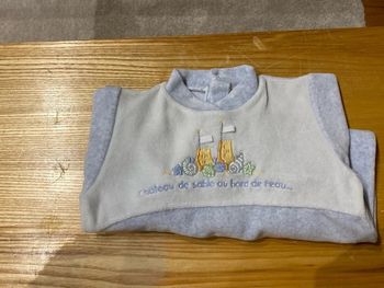 Grenouillère bleu chiné, Aubisou, 3 mois