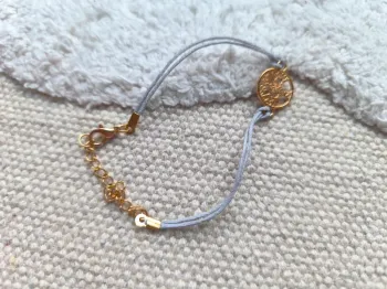 🌿 Bracelet tissu bleu & arbre de vie – esprit bohème 💙