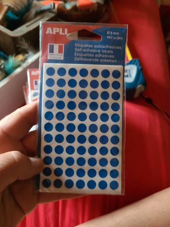 Gros lot 55 paquets etiquettes gommettes bleues 8mm