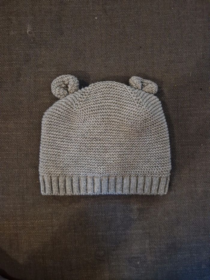 Bonnet bébé laine oreille ourson doublé polaire