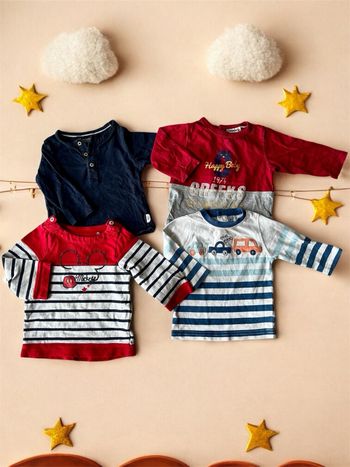 Lot de 4 t-shirt manche longue 9 mois