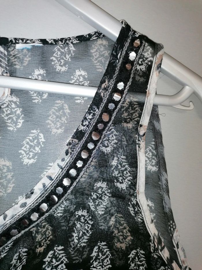 Blouse Tunique transparente gris beige 42 - photo numéro 3