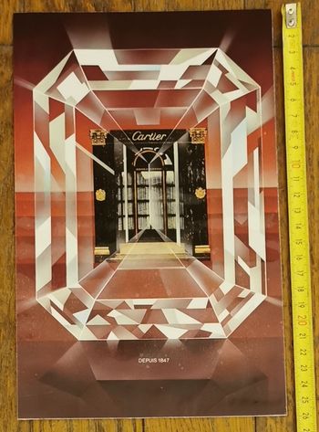 Ancienne petite publicité plastifiée cartier diamant début années 80 vintage