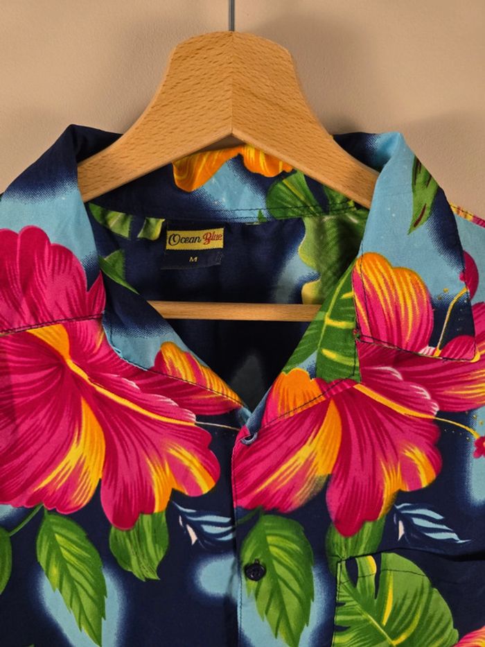 Chemise hawaïenne homme Ocean Blue fleurs tropicales multicolore M été vintage - photo numéro 3
