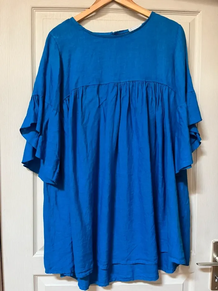Robe Bleu - Made in Italie - taille 42 Lin et coton
