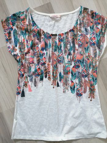 T-shirt camaïeu plumes