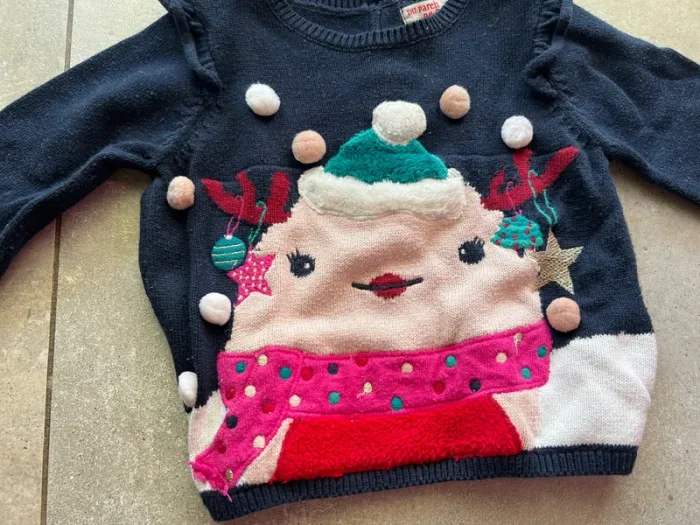 Pull de Noël bleu marine DPAM 24mois 86cm - photo numéro 2