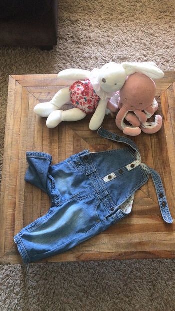 Salopette jean fleuri f&f