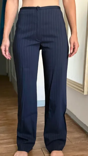 Pantalon Alain Manoukian – Taille 38 – Bleu marine rayé blanc