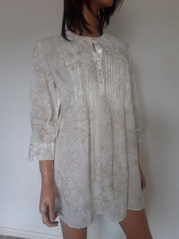 Blouse 3/4 Coton (blanc), XL / 42 / 14