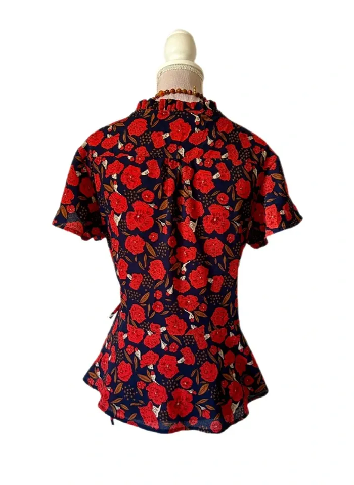 🌺 Chemisier cache-cœur bohème romantique S/36 Andy & Lucy Boho chic floral wrap blouse🌺 - photo numéro 5