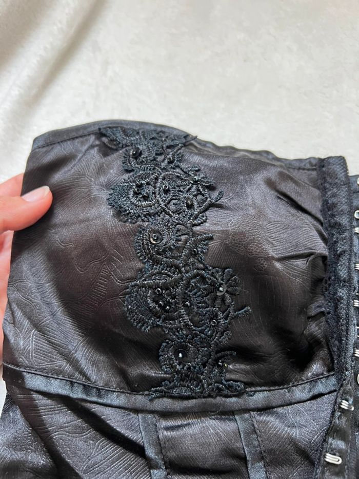 Top vintage bustier satiné perles Goth Vampire Whimsigoth 90s - Taille S - photo numéro 6