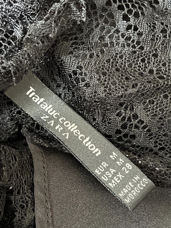 Haut noir court manches longues dentelle taille M - Zara - photo numéro 6