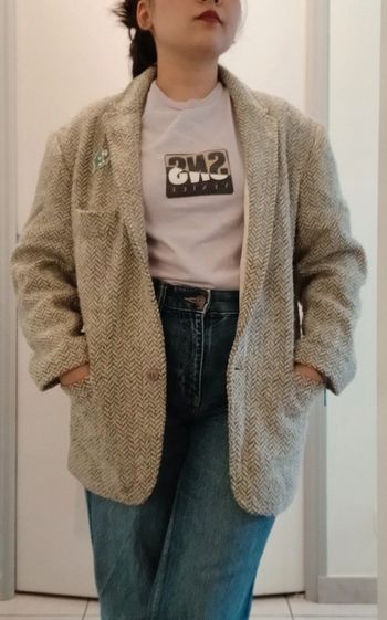 Manteau mi-long vintage gris