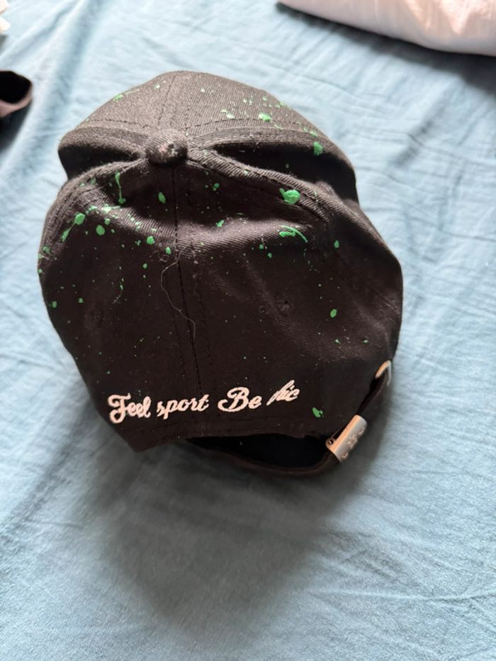 Casquette LXH noire éclaboussures vertes – réglable - photo numéro 4